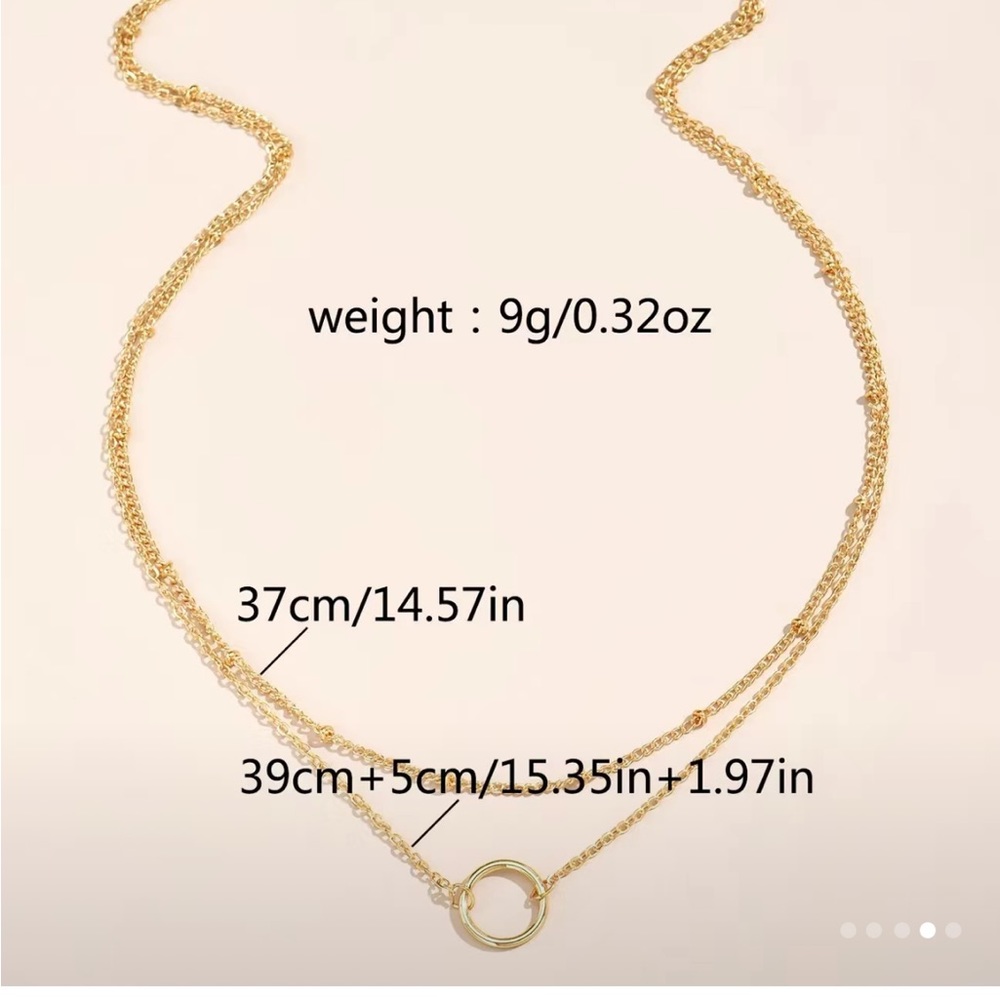 Dainty Gold-toned Double Strand Circle Necklace - Picture 4 of 4